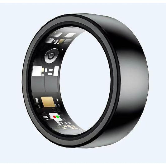 smart ring, 5ATM waterproof, fitness tracker, charging compartment. Stainless steel, for couples. Android Bluetooth gadget and smartwatch.